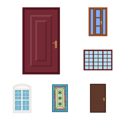 Vector illustration of door and front icon. Collection of door and wooden vector icon for stock.
