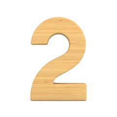 Number two on white background. Isolated 3D illustration