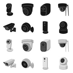 Isolated object of cctv and camera logo. Collection of cctv and system vector icon for stock.