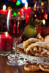 Traditional puff pastry strudel with apple