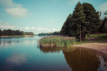 Wydmińskie Lake in Masuria Lakeland region of Poland, Wydminy.