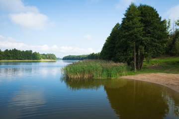Fototapeta na wymiar Wydmińskie Lake in Masuria Lakeland region of Poland, Wydminy.