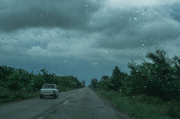Obraz na płótnie Canvas rain and road