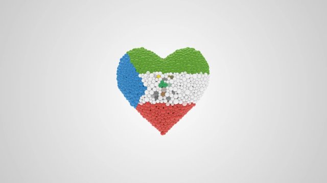 Equatorial Guinea National Day. October 12. Independence Day. Heart animation with alpha.