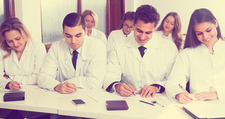interns at lecture at university