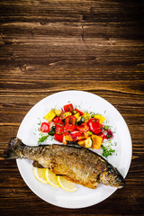 Fish dish - roast trout with vegetables