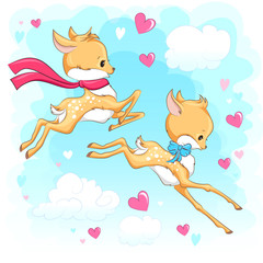 Cute baby deer. Hand drawn vector cartoon  illustration.