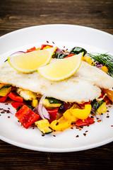 Fish dish - fried fish fillet and vegetables