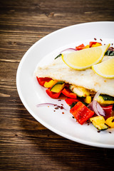Fish dish - fried fish fillet and vegetables