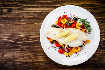 Fish dish - fried fish fillet and vegetables