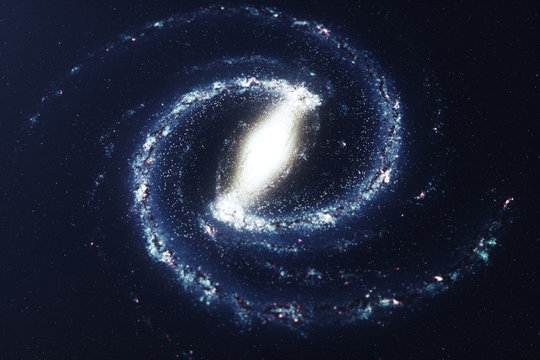 3D illustration galaxy in deep space. Spiral galaxy consisting of star dust, nebula of gas. Concept of deep space travel. Scientific concept. Elements of this image furnished by NASA