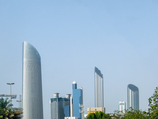 Naklejka premium Abu Dhabi city skyline - beautiful corniche view