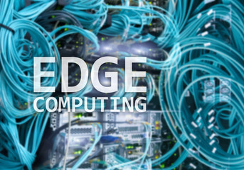 EDGE computing, internet and modern technology concept on modern server room background.