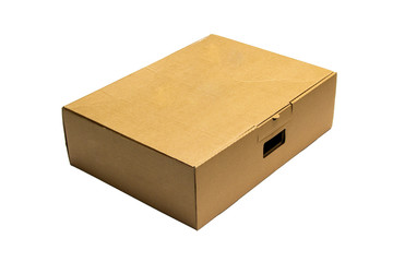 Cardboard box on white background