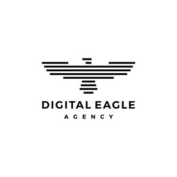 eagle logo stripes line vector illustration