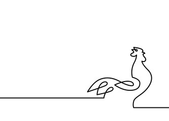 continuous line rooster vector illustration on white background © gaga vastard