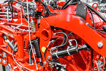 Industrial agricultural heavy machinery background closeup