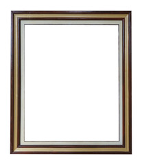 Set of isolated art empty frames in golden and silver color