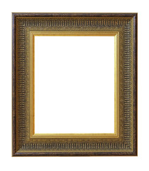 Set of isolated art empty frames in golden and silver color