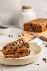 Vegan blueberry bread (cake). Clean eating concept.