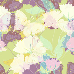 Plakat Elegance pattern with flowers and leaf.