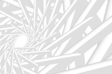 Abstract of white pattern space. Rotating prisms in a circle. Can be used as a template, banner, background, etc.