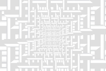 Abstract of white pattern space composed of regular squares coming from the center of the vector. Can be used as a template, banner, background, etc.