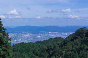 Fototapeta na wymiar The beautiful panoramic view of Biwako lake from Mount Hiei.