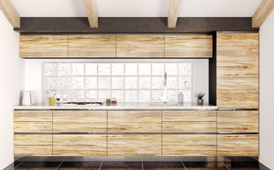 Modern kitchen interior 3d rendering