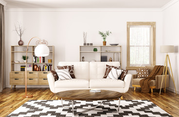 Interior of modern living room 3d rendering