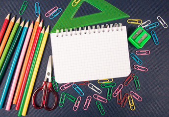 School supplies. A place for an inscription. Back to school.