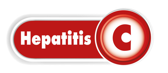 Isolated concept Hepatitis C text. Red background