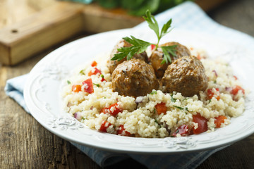 Meatballs with couscous and vegetables