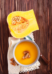 Butternut squash soup with croutons
