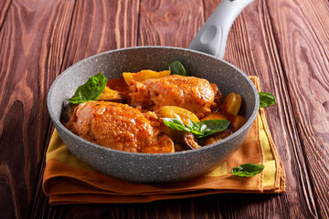 Chicken thighs with eggplant and zucchini