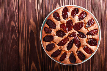 Plum whole meal cake on plate