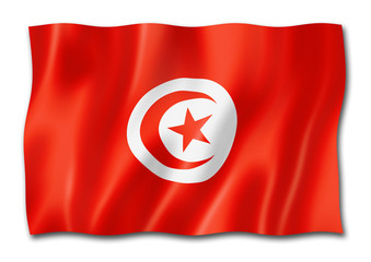 Tunisian flag isolated on white