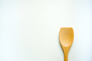 wood ladle and wood fork  isolated on white background. wood spoon and wood fork  of kitchen equipment 