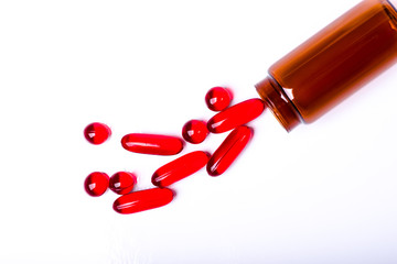 Medicine green and yellow pills or capsules