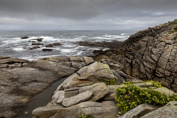 coastline near beach of crystals (praia dos cristais) in laxe in galicia,spain