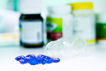 Medicine pills or capsules with bottle