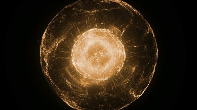 Orange supernova explosion in a dark background