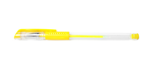 Color gel pen on white background. School stationery