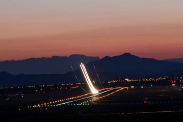 Takeoff at sunset