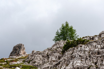 Rugged Mountain Ranges in Tre Cima Natural Park Area in the Italian Dolomites.