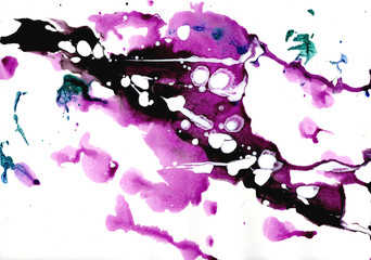 Purple white black handpainted watercolor abstract