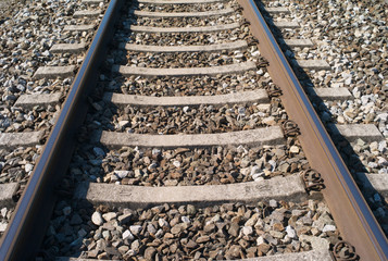 Naklejka premium A Closeup of Railroad Tracks