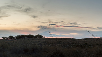 Fototapeta na wymiar Sunset sky background at Almeria desert