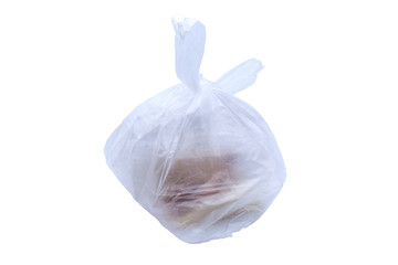 Filled plastic garbage bag isolated on white background. This has clipping path.