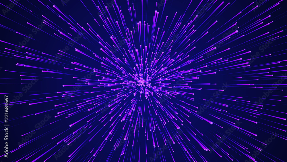 Aufkleber Abstract circular speed background. Starburst dynamic lines pattern. Abstract data flow background. 3D rendering.